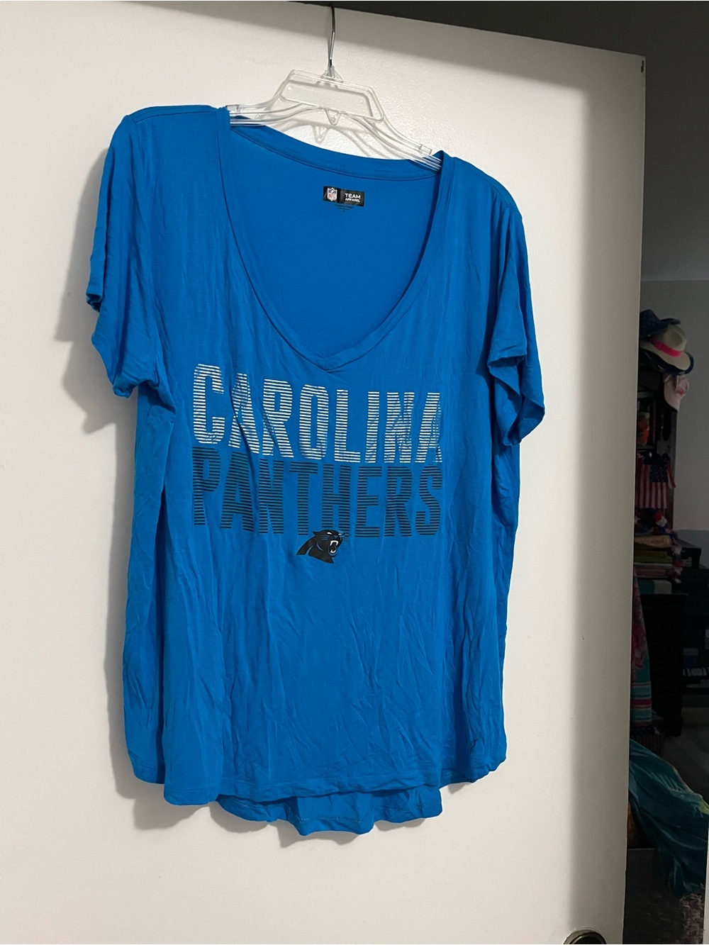 Carolina Panthers Women's Blue V-Neck Fan Tee